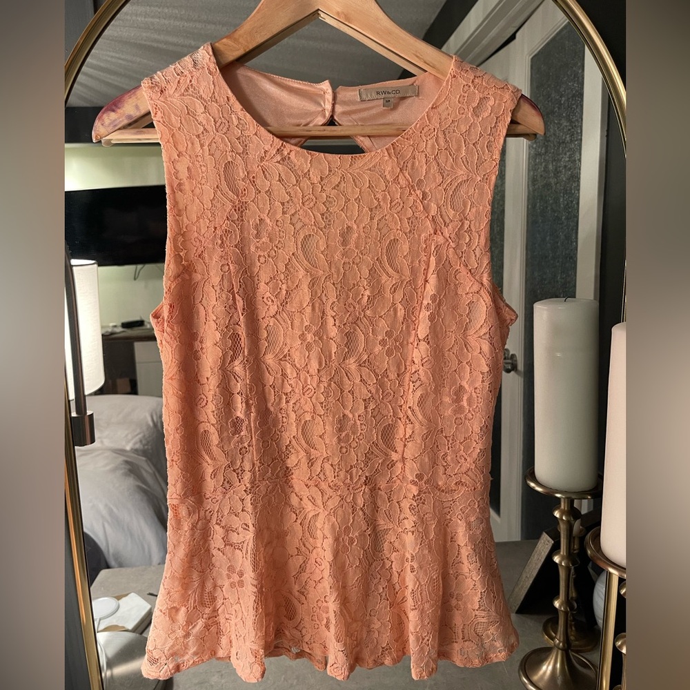 RW&Co. Lace Peplum Top